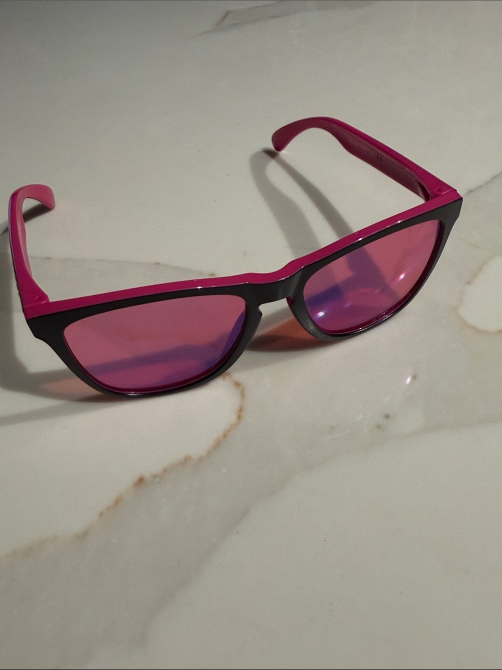 Oakley Hot Pink and Black Frogskins Sunglasses with Semi-Mirror Lenses - Picture 5 of 5
